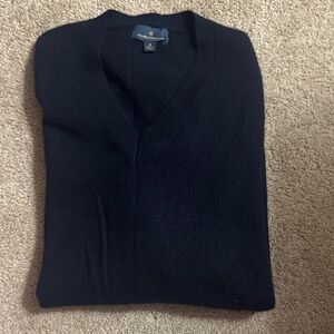Brooks Brothers Black V-Neck Sweater Classic Knit